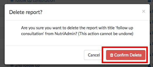 confirm delete report